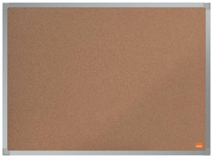 Bacheca in sughero Nobo Essence 600x450 mm - Montaggio ad angolo - Superficie in sughero - Cornice in alluminio anodizzato - Colore naturale