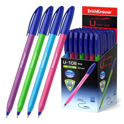 Penna a sfera Erichkrause U-108 Neon Stick 1.0 - Tecnologia Ultra Glide - Colore blu
