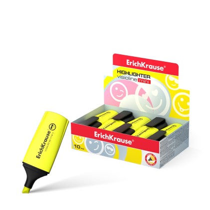 Erichkrause Visioline Mini Fluorescent - Emoticon divertenti - Punta a scalpello - Colore giallo