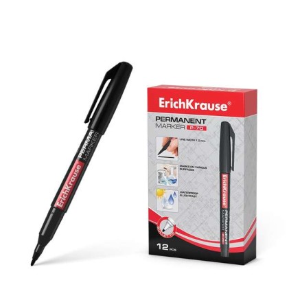 Erichkrause P-70 pennarello indelebile - punta tonda da 1,0 mm - resistente acqua e alla luce - nero