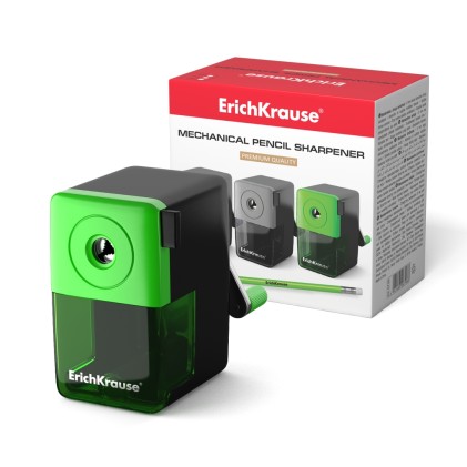 Temperamatite meccanico Erichkrause con deposito - Contenitore grande per trucioli - Meccanismo di bloccaggio - Colori assortiti