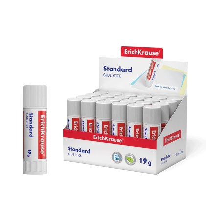 Colla stick standard Erichkrause - 19G - Display 24 unità. - Incollaggio rapido e affidabile - Facile da risciacquare con acqua - Atossico - Esente da solventi - Resistente al freddo - Adatto per carta, cartone e fotografie - Colore bianco