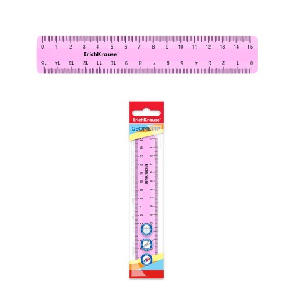 Righello Erichkrause - 15 cm - Rosa - Sacchetto in polietilene