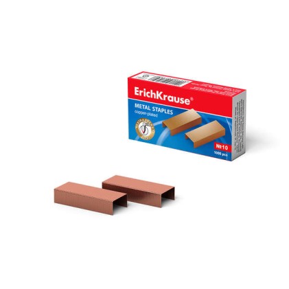 Graffette in rame Erichkrause №10 - Graffette 1000 - Ad alta resistenza e facile pinzatura - Resistente alla corrosione - Colore rame