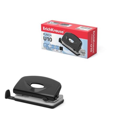 Erichkrause U10 - Perfora fino a 10 fogli - Corpo e meccanismo in acciaio - Garanzia 2 anni - Colori assortiti
