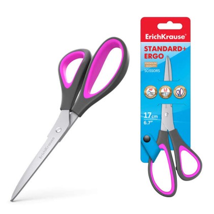 Forbici Erichkrause Standard+ Ergo - Lame in acciaio inossidabile - Doppia affilatura avanzata - Resistente alla corrosione - Manici ergonomici - Colori assortiti