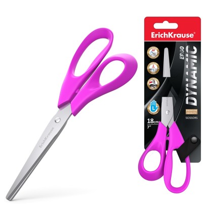 Erichkrause Dynamic - Forbici per mancini da 18 cm - Lame in acciaio inossidabile - Doppia affilatura avanzata - Resistente alla corrosione - Manici ergonomici - Vari colori/design