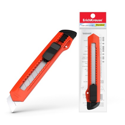 Erichkrause Cuter con fissatore standard Push-Lock - Sistema di fissaggio della lama con Push Lock - Splitter incorporato - Lama segmentata in acciaio resistente all'usura - Colori assortiti