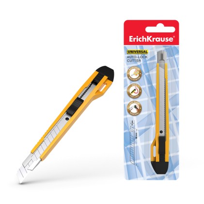Erichkrause Cuter con Fissatore Automatico Universale - Sistema di Ritenzione della Lama Autobloccante - Splitter Incorporato - Lama Segmentata in Acciaio - Colore Nero