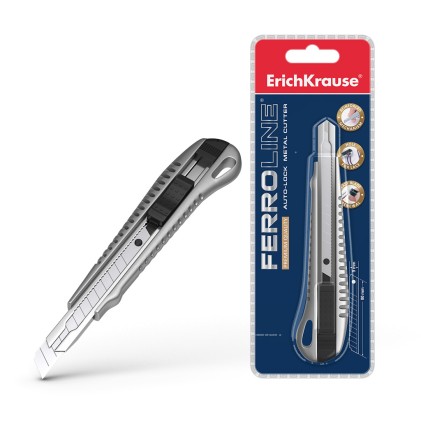Erichkrause Metallic Cuter con fissatore automatico - Sistema di ritenzione della lama autobloccante - Splitter incorporato - Colore nero