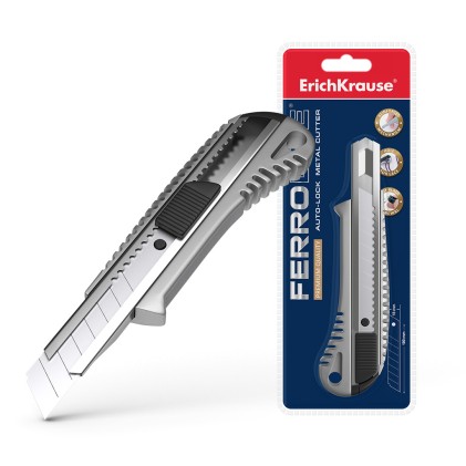 Erichkrause Metallic Cuter con fissatore automatico - Sistema di ritenzione della lama autobloccante - Splitter incorporato - Colore argento