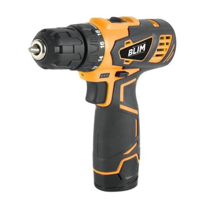 Trapano Avvitatore Blim - 10mm - Impugnatura ergonomica - Batteria 12V - 1,5 Ah - Caricabatterie - Display e Luce LED - 2 Velocit&agrave; - Coppia Massima 28Nm - Coppia di serraggio 18+1 - Colore Nero