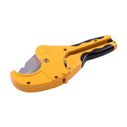 Tagliatubi a forbice Blim - Design ergonomico a V - Realizzato in alluminio - Lama in acciaio al carbonio - Per tubi in plastica fino a 63 mm di diametro - Blocco di sicurezza - Colore nero