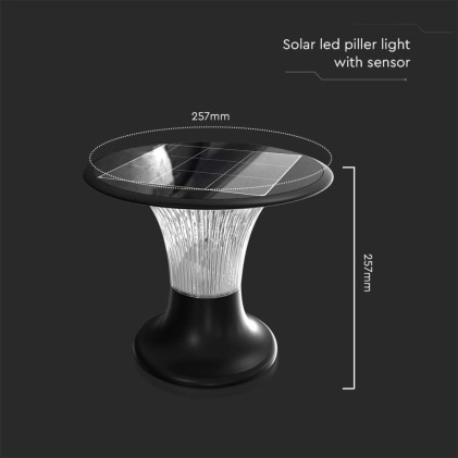 V-TAC Lampada LED Solare 15W da Terra Batteria LiFePO4 3.2V Colore Nero CCT: 6000K+4000K IP65