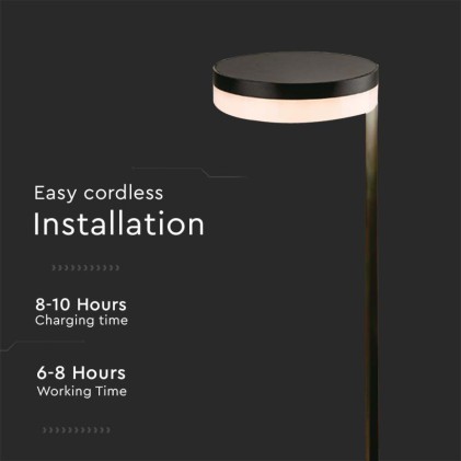 V-TAC Piantana Solare LED da Giardino 2W Colore Nero 3000K IP54