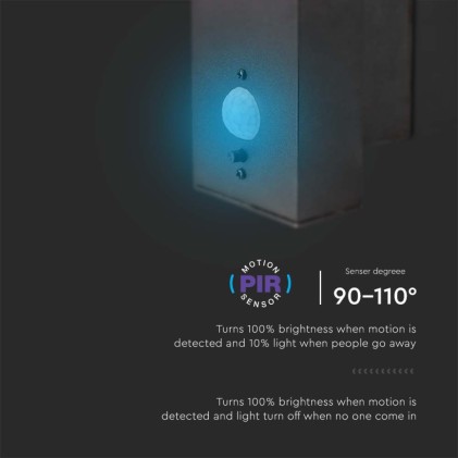 V-TAC Lampada LED da Muro Rotonda 5.5W con Pannello Solare e Sensore PIR Corpo Nero 3000K IP44