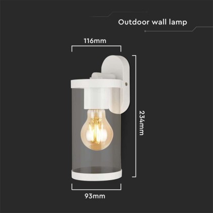 E27 Wall Lamp Holder Clear Pc Matt Whote Body