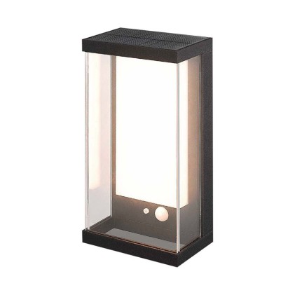 V-TAC Lampada LED da Muro Rettangolare con Pannello Solare e Sensore PIR 1W Colore Nero 3000K IP54