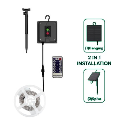 V-TAC Kit Strip LED SMD2835 con Pannello Solare 1.2W/m 3000K IP67