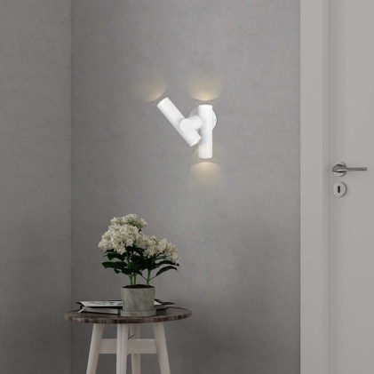 V-TAC 2*Faretti LED Da Muro 2*2.6W con Doppio Fascio Luminoso Regolabile a 360° Colore Bianco 4000K IP44