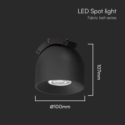 V-TAC Faretto LED COB da Binario in Tessuto Magnetico 12W 38° Colore Nero 3000K