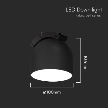 V-TAC Faretto LED COB da Binario in Tessuto Magnetico 12W 120° Colore Nero 3000K