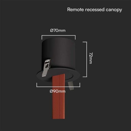 V-TAC Supporto da incasso remoto d: 90mm h: 72mm Colore Nero SKU 23125 / 23126