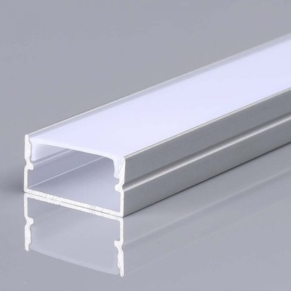 V-TAC Profilo in Alluminio Colore Silver per Strip LED Copertura Satinata 2000*20*10mm