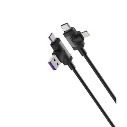 Cavo XO NB237 Ricarica rapida 4 in 1 - Micro + Tipo C + Lightning a USB/Tipo C - Colore nero