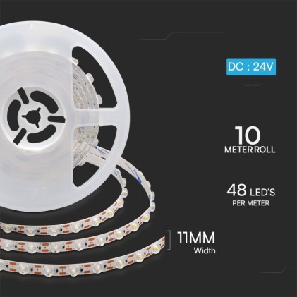 V-TAC Strip LED SMD2835 16.5W/m 5m 24V 3000K IP20 11mm