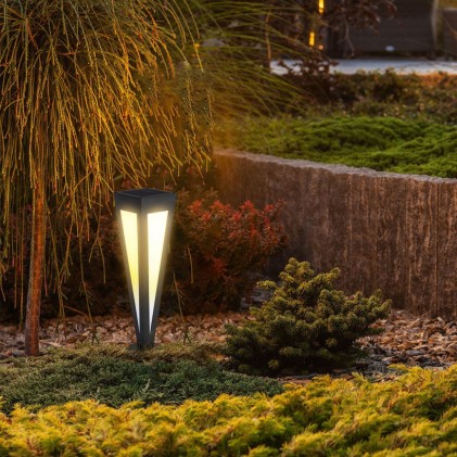 V-TAC Piantana Solare LED da Giardino 2W 635cm con Telecomando Colore Nero 3000K IP65