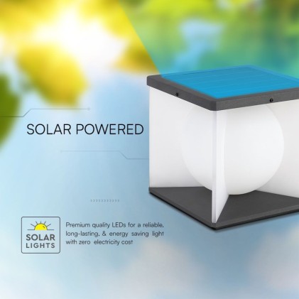 V-TAC Lampada LED da Giardino a Cubo con Pannello solare e Telecomando 3W 205*205*190mm 3000K IP65