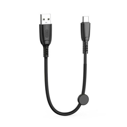 Cavo di ricarica rapida USB XO NB247 - Tipo C - 6A - 25 cm con clip - Colore nero