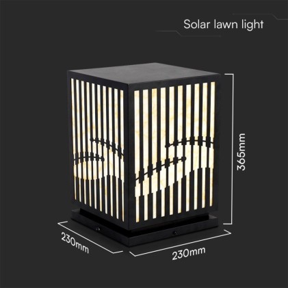 V-TAC Lampada LED Decorativa con Pannello Solare e Portalampada E27 Corpo Nero 230*230*365mm IP65