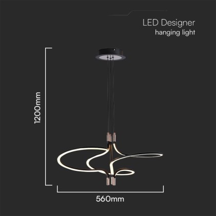V-TAC Lampadario LED a Sospensione 30W dal Design Moderno in Metallo Colore Nero e Oro H1200x560mm 3000K
