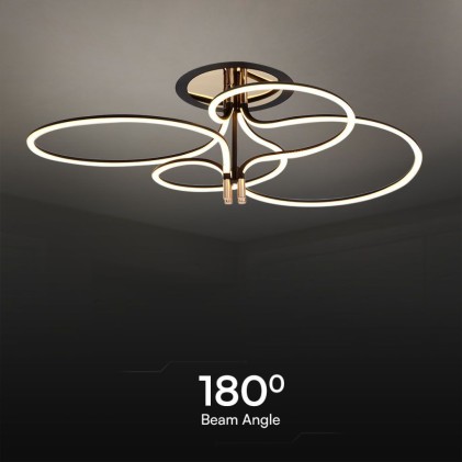V-TAC Lampadario LED a Plafone 36W dal Design Moderno in Metallo Colore Nero e Oro H290xD600x840mm 3000K