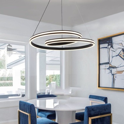 V-TAC Lampadario LED a Sospensione 40W dal Design Moderno in Metallo Colore Nero H1160x600mm CCT 3in1