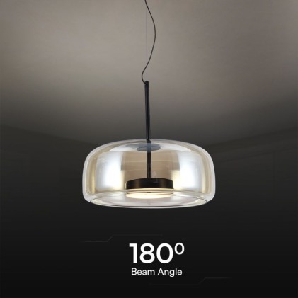 V-TAC Lampada LED a Sospensione 6W in Metallo e Vetro, Colore Nero con Finiture Ambrate, H1350x330mm, 3000K IP20
