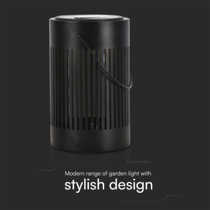 V-TAC Lampada Solare LED da Terra 0.5W con Batteria Ricaricabile e Maniglia per Trasporto Colore Nero 3000K IP44