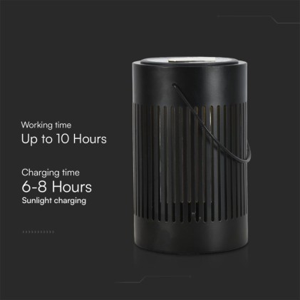 V-TAC Lampada Solare LED da Terra 0.5W con Batteria Ricaricabile e Maniglia per Trasporto Colore Nero 3000K IP44