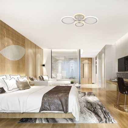 V-TAC Lampadario LED 51W con Telecomando Montaggio a Plafone Colore Bianco Dimmerabile 3in1