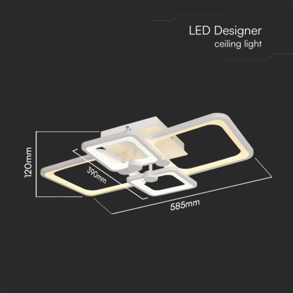 V-TAC Lampadario LED con Telecomando Montaggio a Plafone 74W Dimmerabile Colore Bianco 3in1