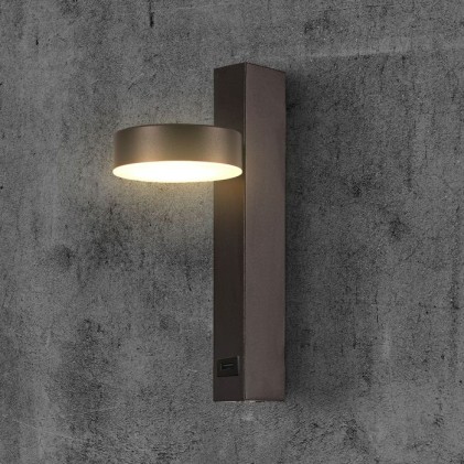 V-TAC Applique LED da Muro 8W dal Design Rotondo con porta USB e Angolo del Fascio Luminoso Regolabile 180° in Metallo Colore Nero 3000K
