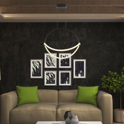 V-TAC Lampadario LED a Sospensione 16W dal Design Moderno Colore Nero 3000K