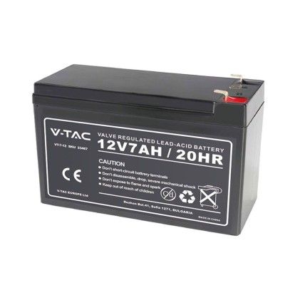 V-TAC Batteria al Piombo Acido 12V 7Ah per Allarmi, Videosorveglianza, UPS Terminali T2 151*65*94mm