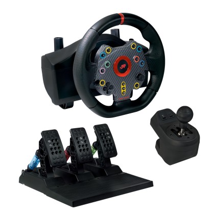 FR-TEC Grand Chelem Racing Wheel Volante da corsa + Pedali + Set leva del cambio - Angolo di sterzata di 270&ordm; - Compatibile con PS4, Xbox Series X/S, One e PC - Colore nero