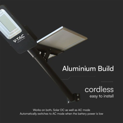 V-TAC Armatura Stradale con Pannello Solare 50W Hybrid-Series Colore Nero 4000K IP65