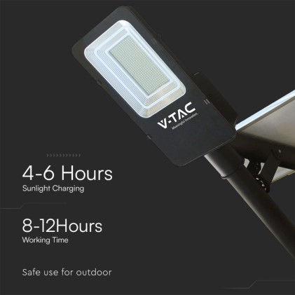V-TAC Armatura Stradale con Pannello Solare 50W Hybrid-Series Colore Nero 6500K IP65