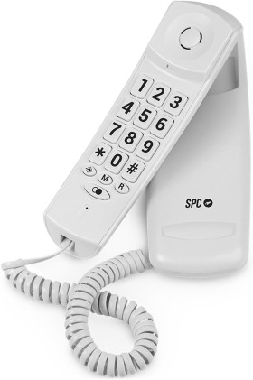 Telefono Fisso SPC Original Lite 2 - Senza Batterie - Senza Collegamento alla Luce - Indicatore Luminoso - 10 Memorie Indirette - Compatto e Leggero - Colore Bianco