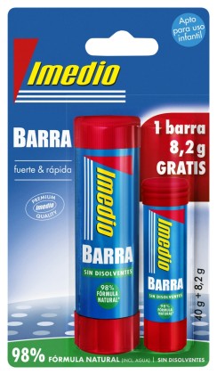 Imedio Confezione da 2 Colla Stick da 1x 40gr + 1x 8,2gr - Senza Solventi - Lavabile - Adatta per Uso Scolastico